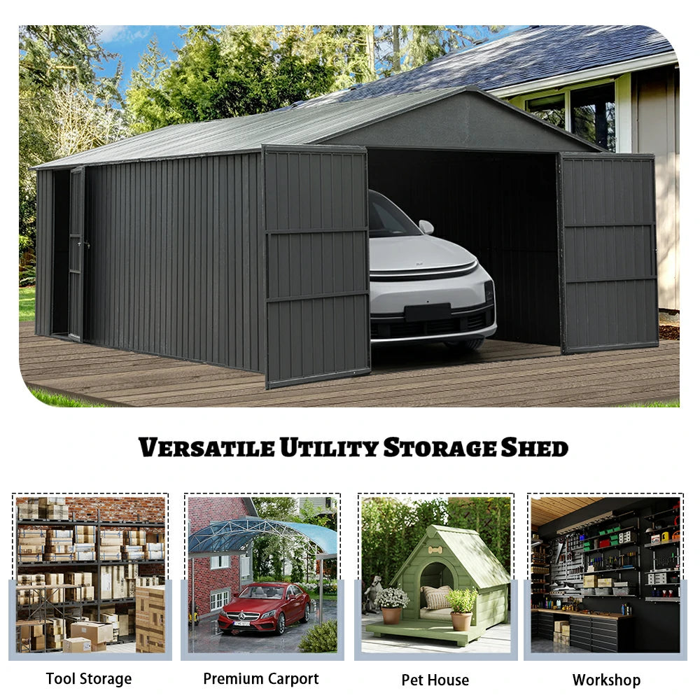Domi Outdoor Living metal garage storage shed#size_12'x25'