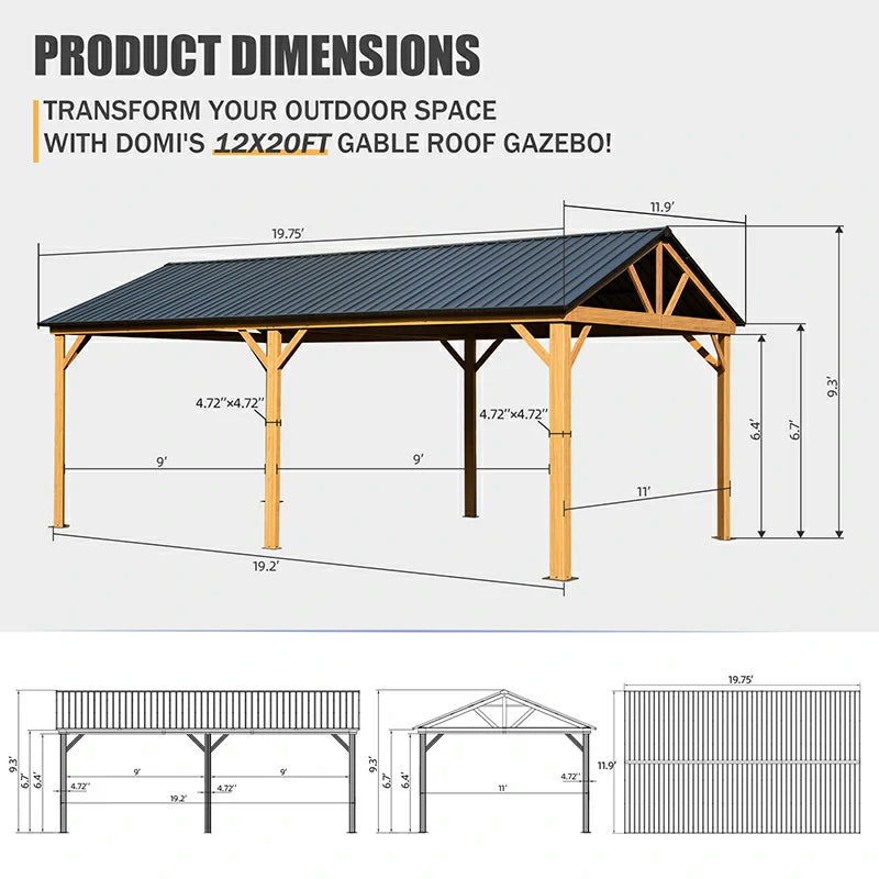 Domi Outdoor Living hardtop gazebo#size_12'x20'