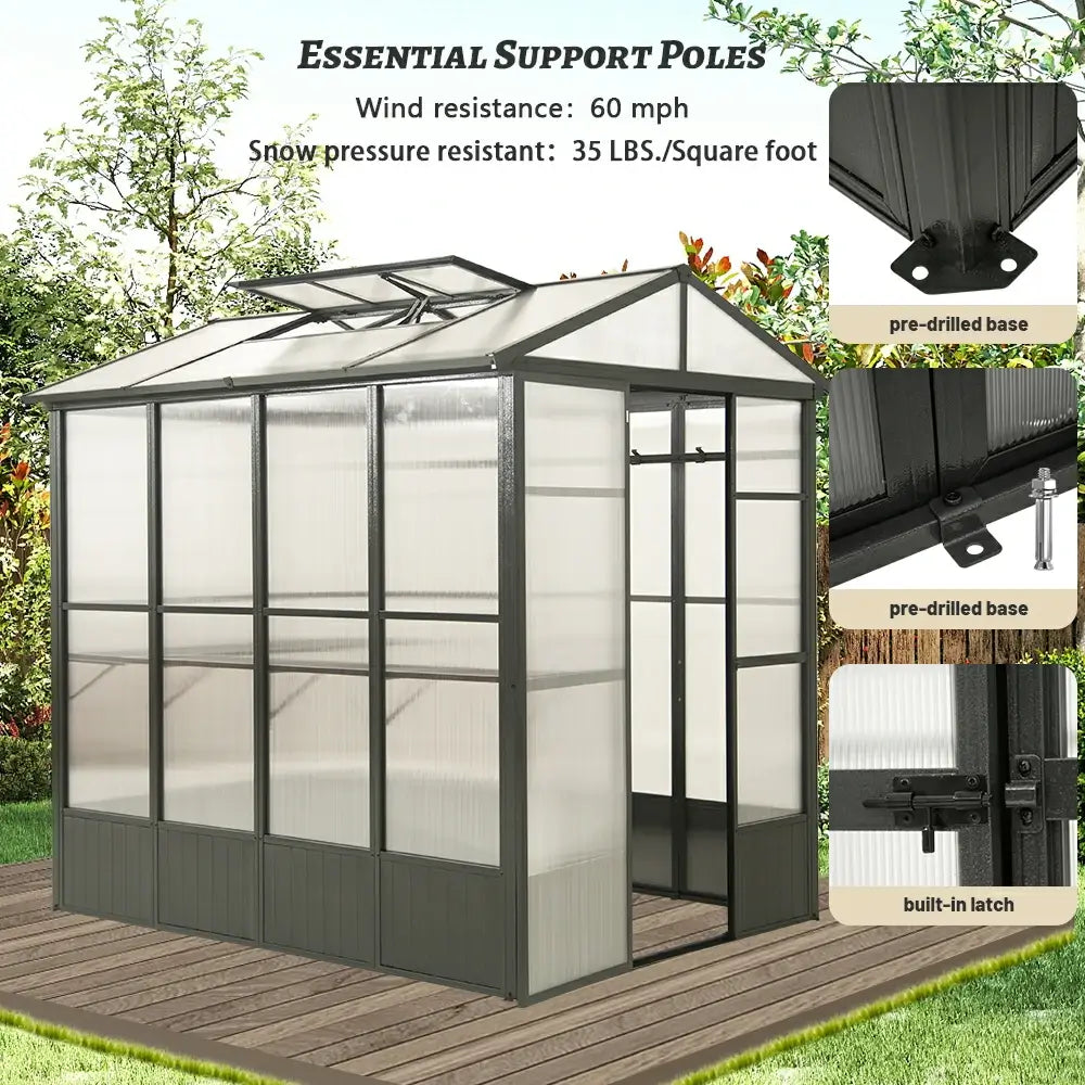 Domi Outdor Living Polycarbonate Greenhouse#size_6.5x8FT