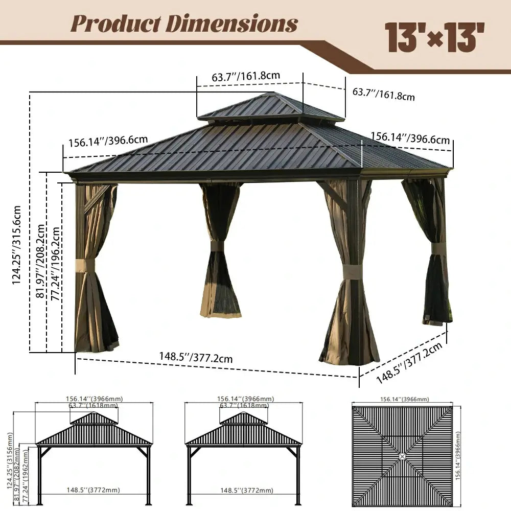 Domi outdoor living Hardtop gazebo#size_13'x13'