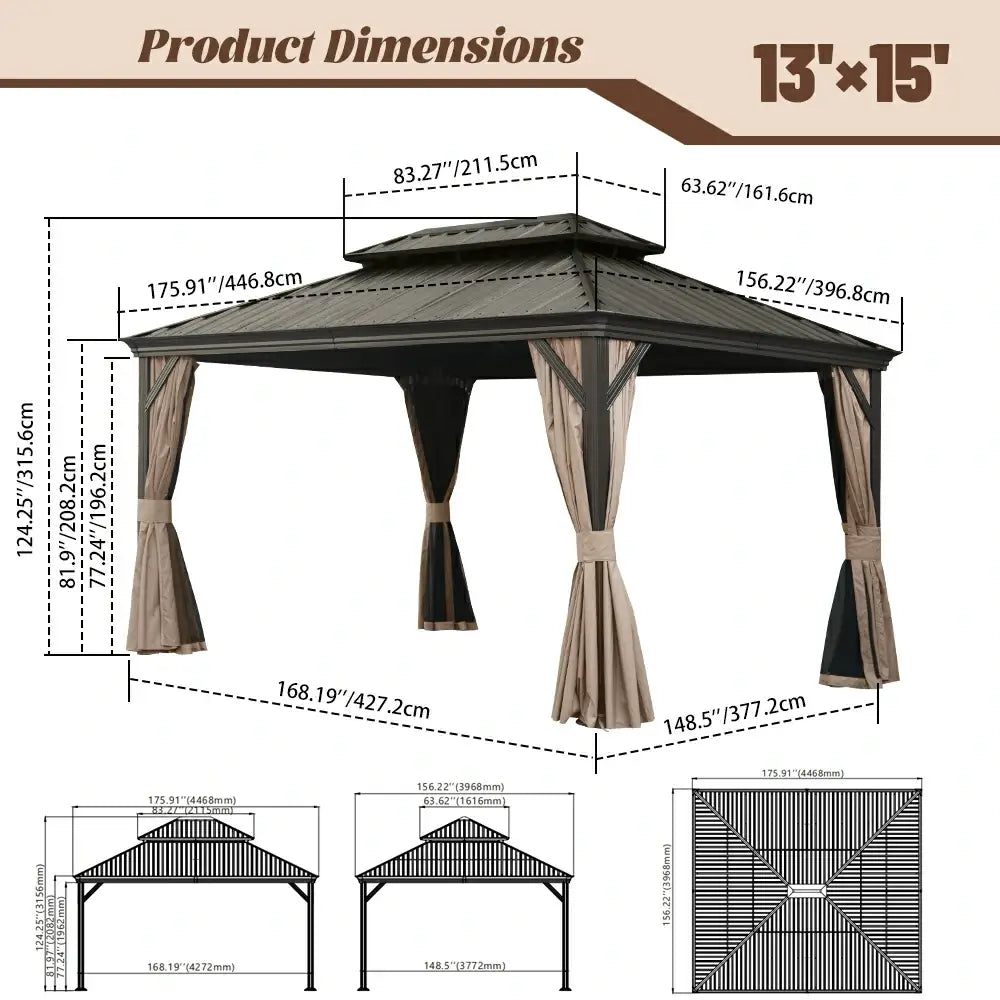 Domi outdoor living Hardtop gazebo#size_13'x15'