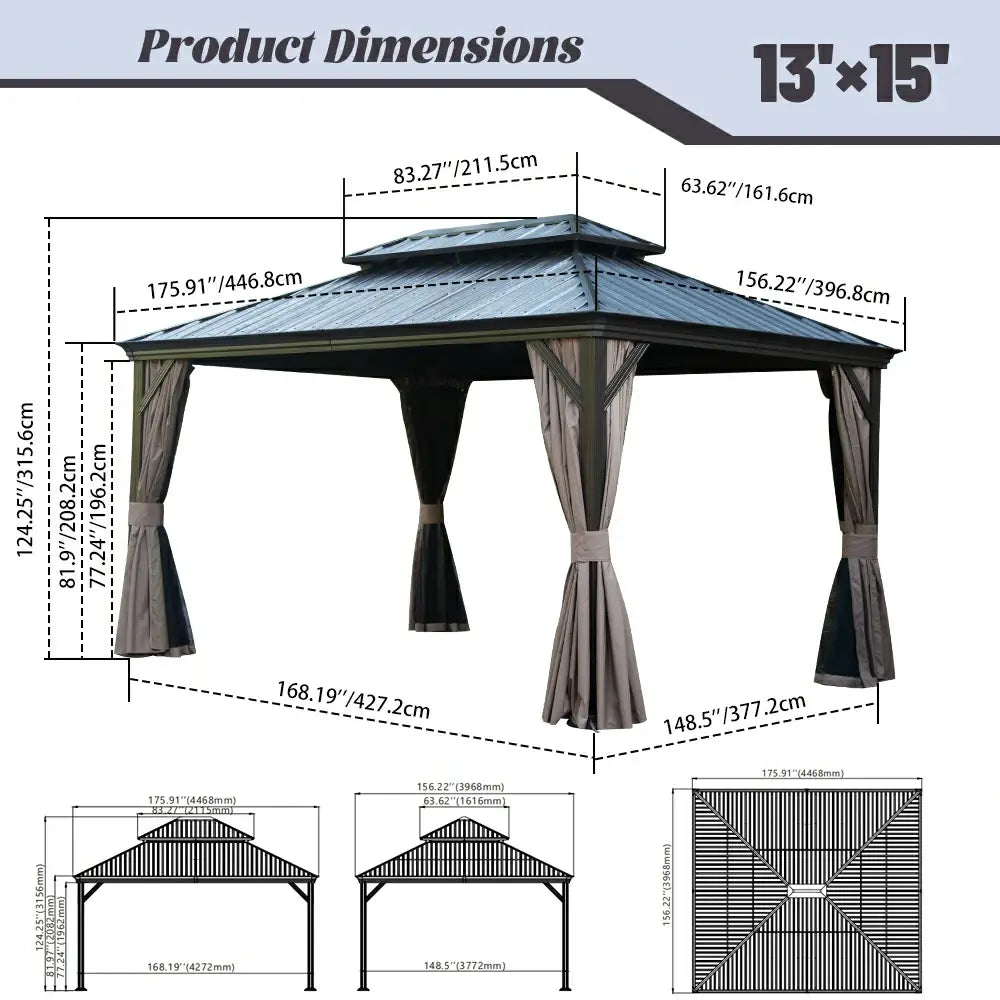 Domi outdoor living Hardtop gazebo#size_13'x15'