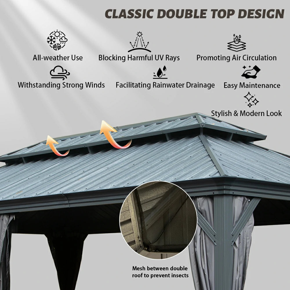 Domi outdoor living Hardtop gazebo#size_14'x24'