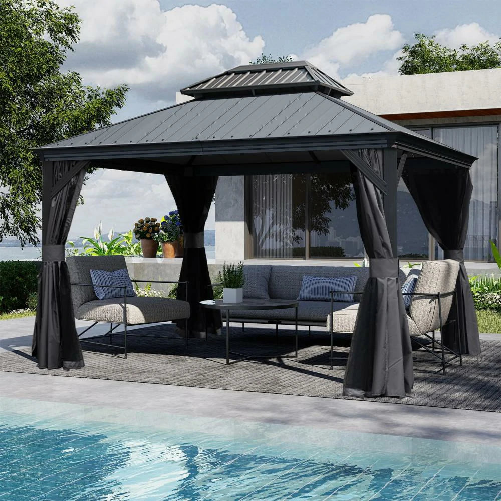 Domi Outdoor Living Hardtop Gazebo Resin Roof#size_10'x12'