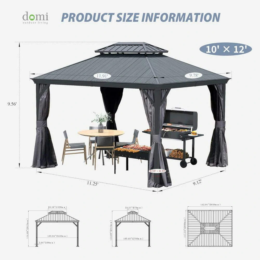 Domi Outdoor Living Hardtop Gazebo Resin Roof#size_10'x12'
