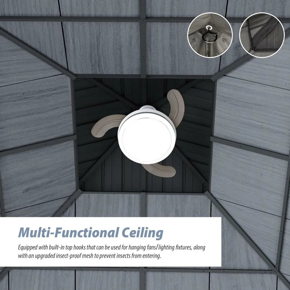 Domi Outdoor Living Hardtop Gazebo Resin Roof#size_12'x12'