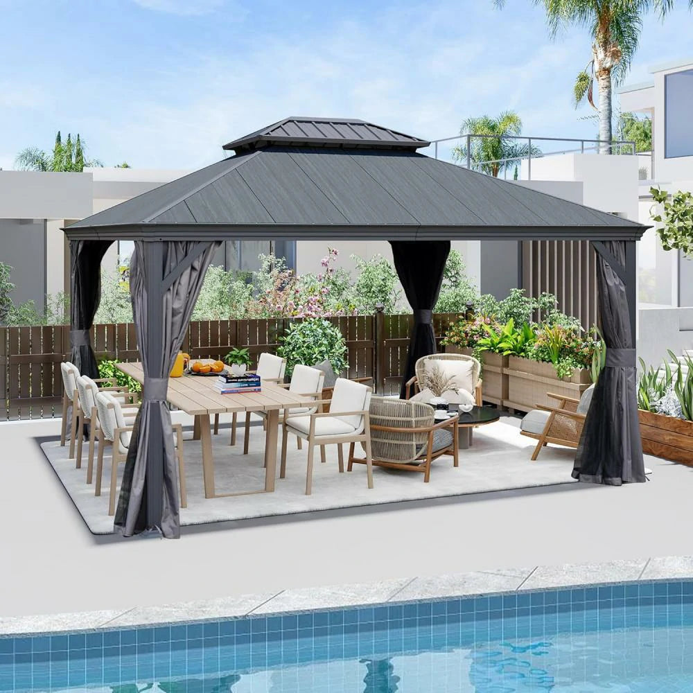 Domi Outdoor Living Hardtop Gazebo Resin Roof#size_12'x14'