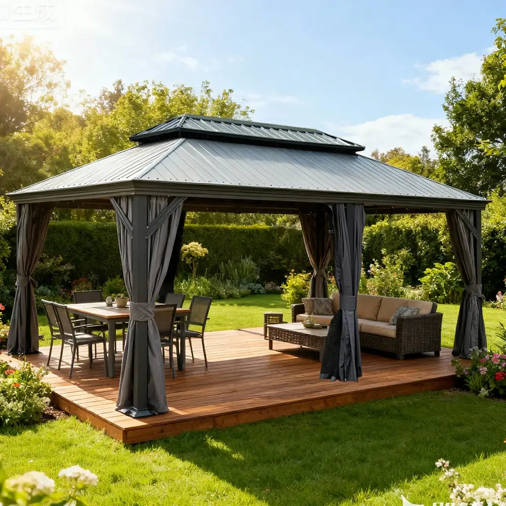 Domi Outdoor Living Hardtop Gazebo Resin Roof#size_12'x18'