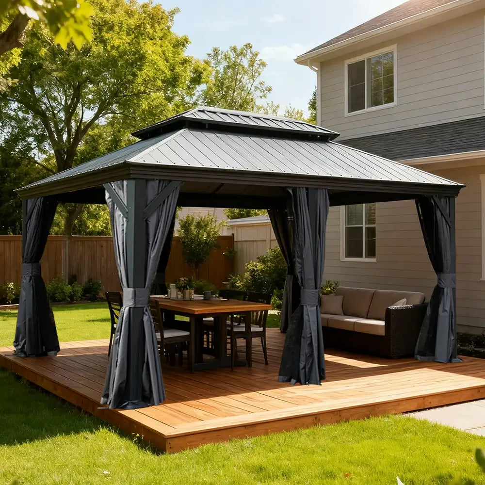 Domi Outdoor Living Hardtop Gazebo Resin Roof#size_12'x18'