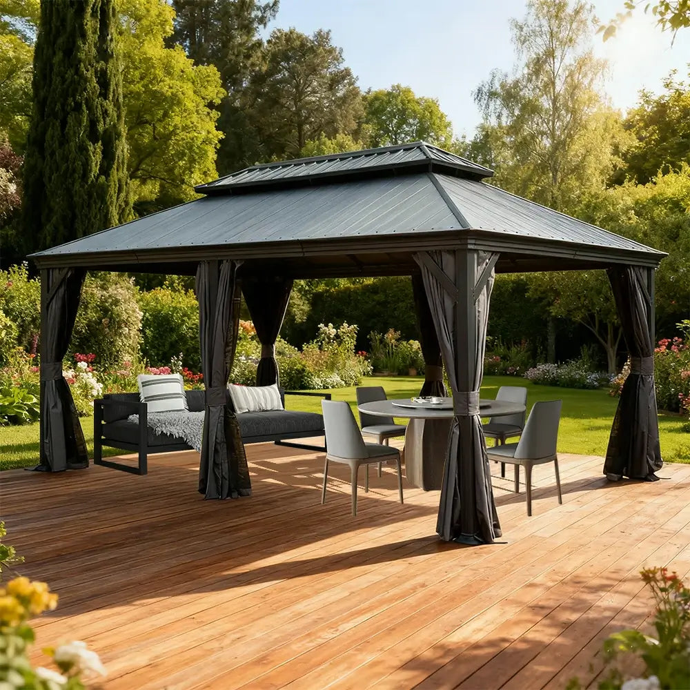 Domi Outdoor Living Hardtop Gazebo Resin Roof#size_12'x20'