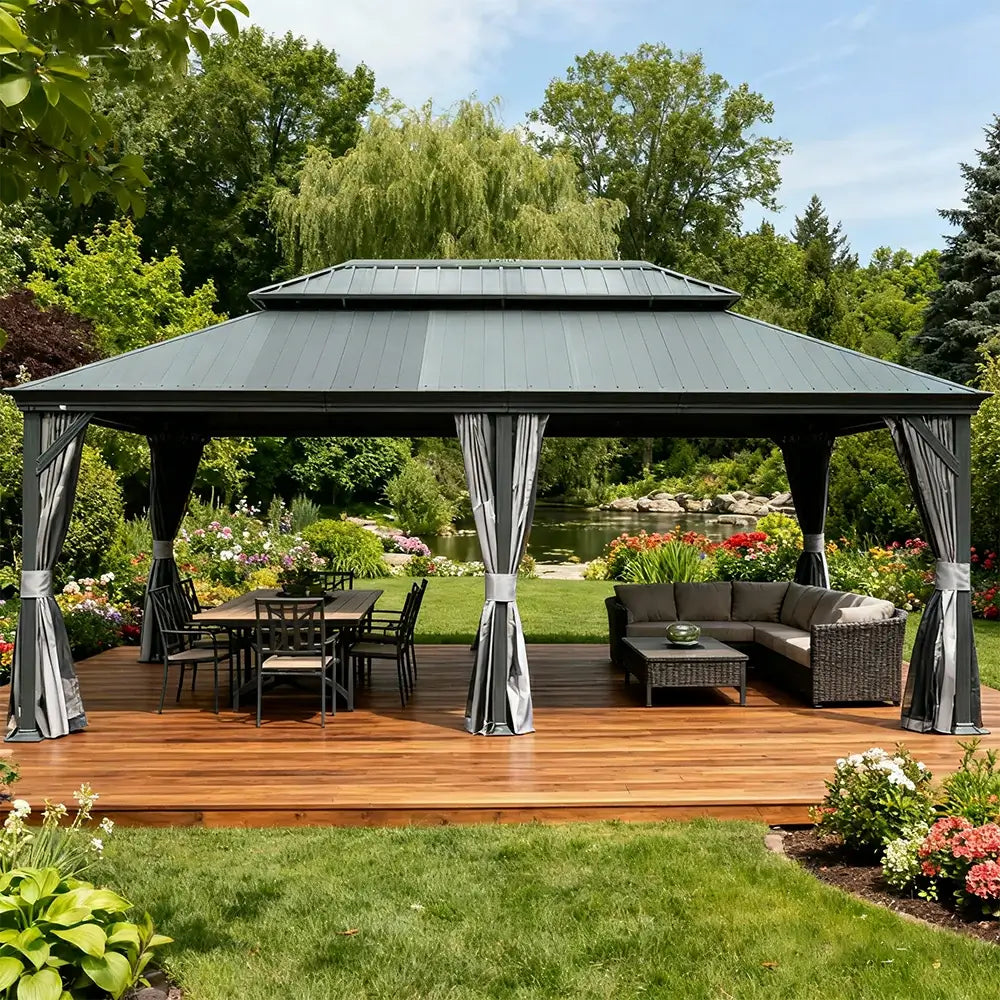 Domi Outdoor Living Hardtop Gazebo Resin Roof#size_14'x20'