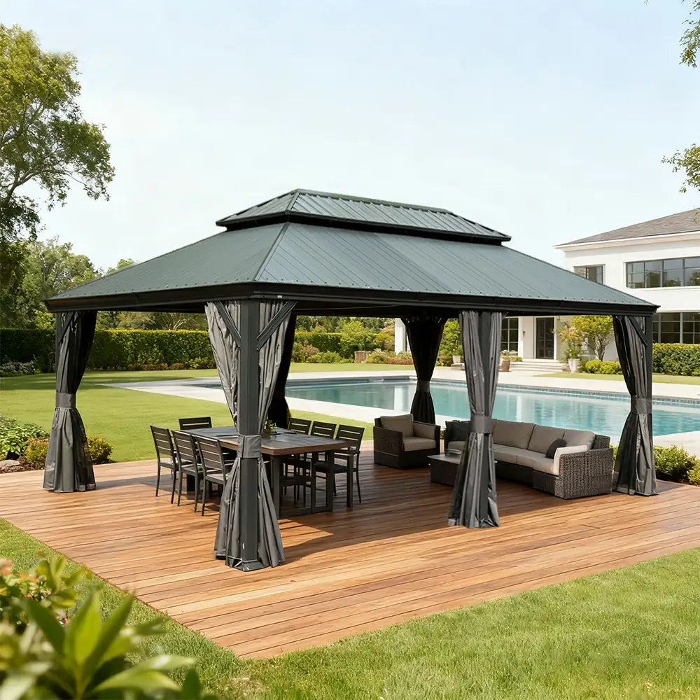 Domi Outdoor Living Hardtop Gazebo Resin Roof#size_14'x20'