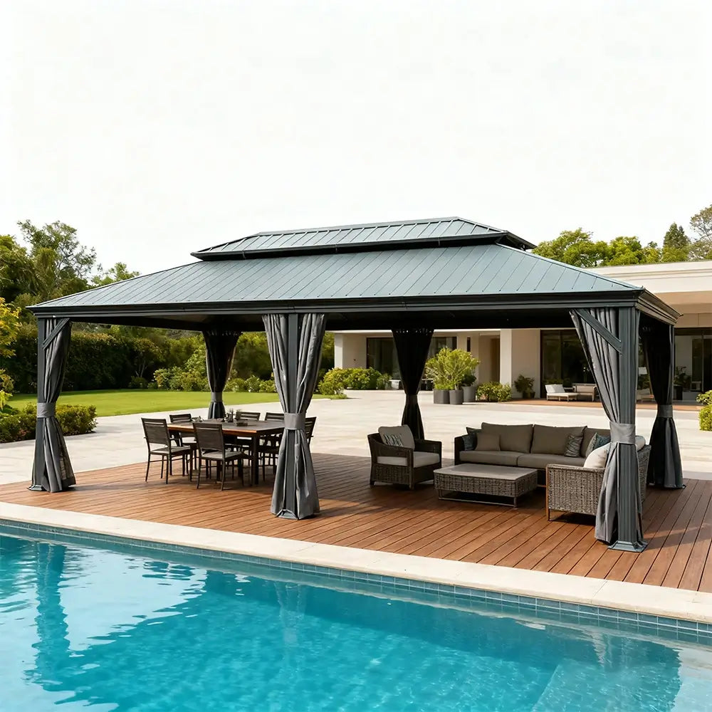 Domi Outdoor Living Hardtop Gazebo Resin Roof#size_14'x22'