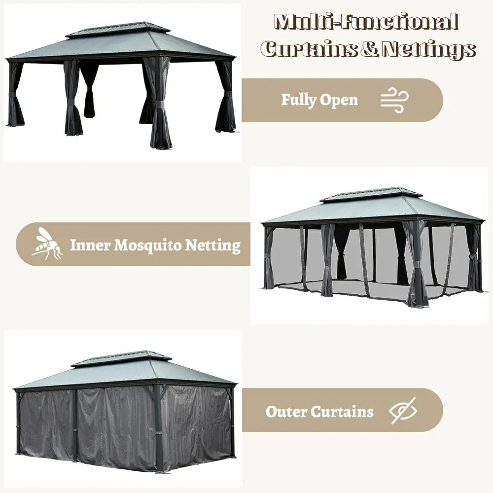 Domi Outdoor Living Hardtop Gazebo Resin Roof#size_14'x22'