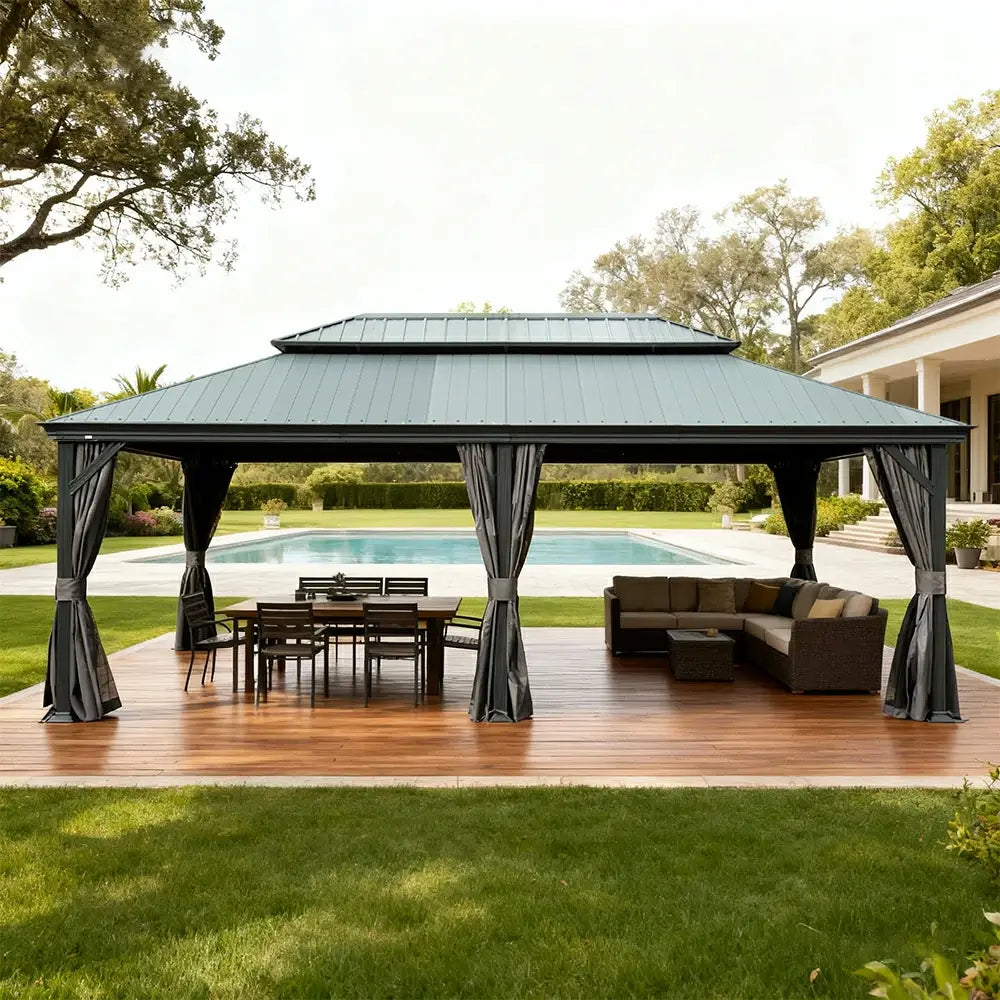 Domi Outdoor Living Hardtop Gazebo Resin Roof#size_14'x22'