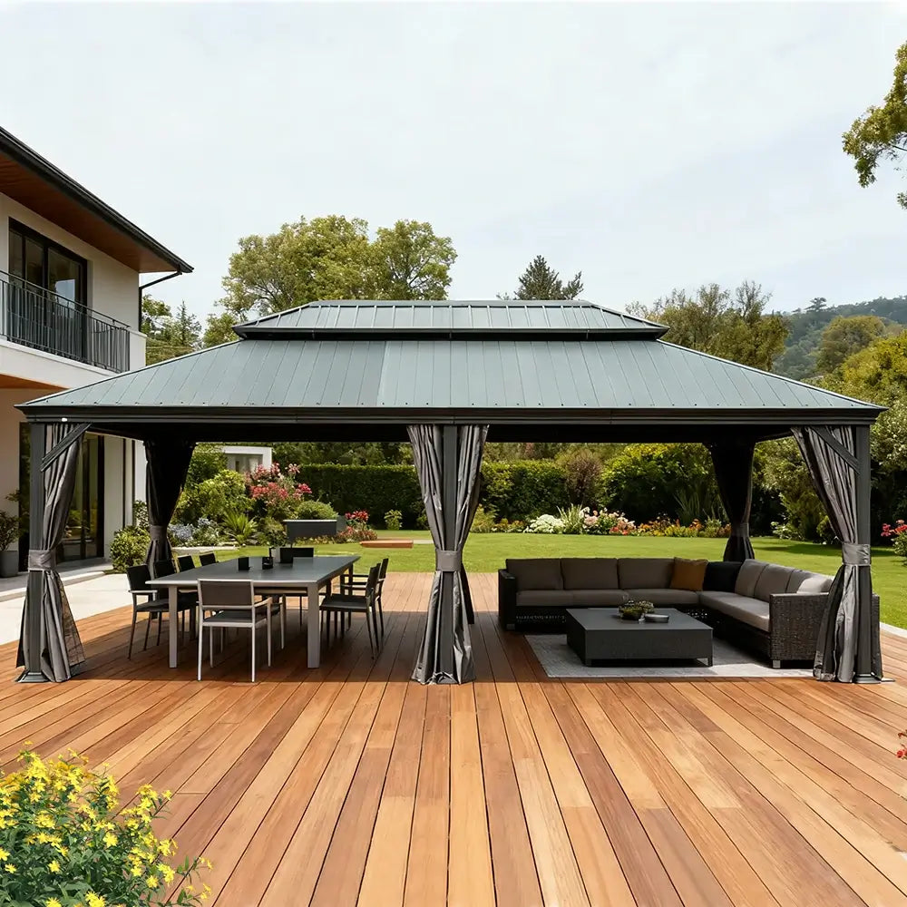 Domi Outdoor Living Hardtop Gazebo Resin Roof#size_14'x24'
