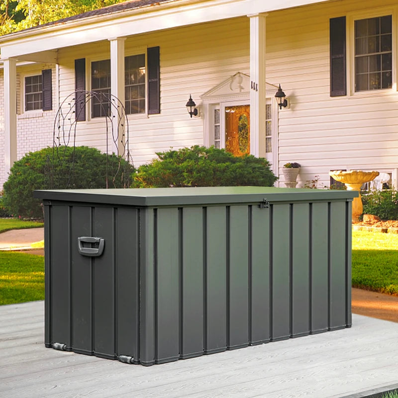 Domi Outdoor Deck Box 200 Gallon, Waterproof Lockable Steel Outdoor Storage  Container for Outside Cushions, Garden Tools, Toys and Pools Equipment