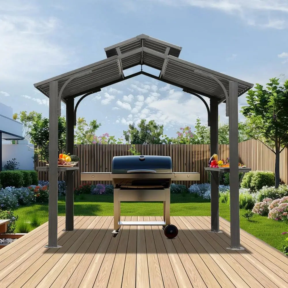 Domi Outdoor Living Outdoor Grill Gazebo Gable Roof#color_Gray