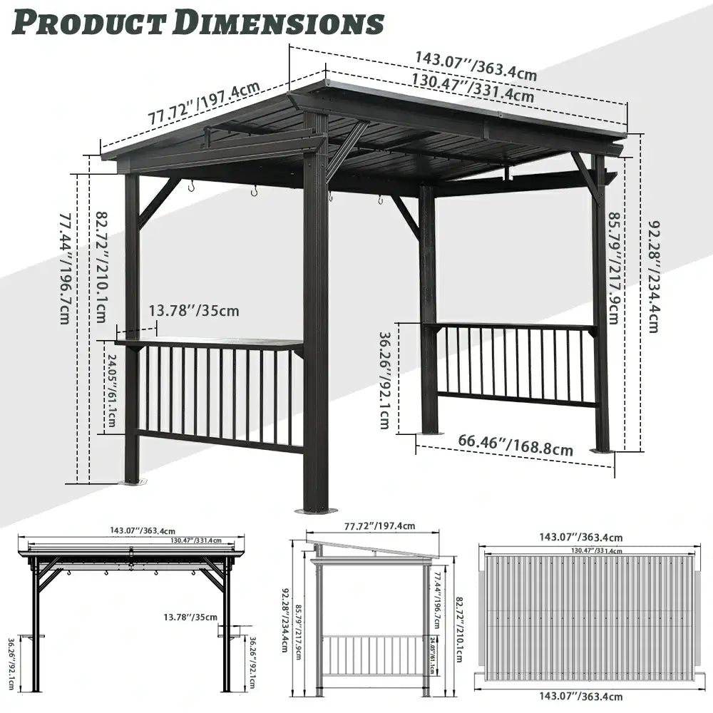domi grill gazebo sloping roof #color_gray