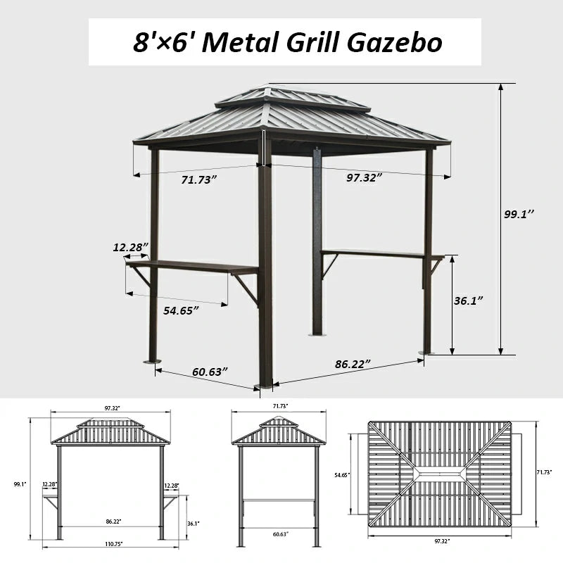 Domi Outdoor Living Hardtop Grill gazebo#color_brown