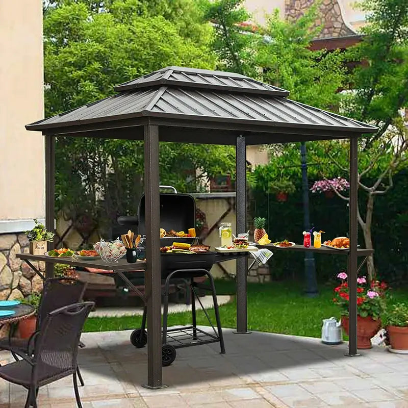 Domi Outdoor Living Hardtop Grill gazebo#color_brown