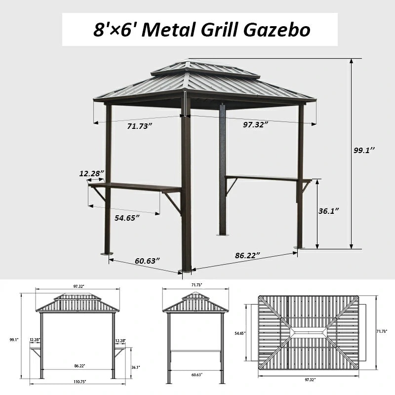 Domi Outdoor Living Hardtop Grill gazebo#color_gray