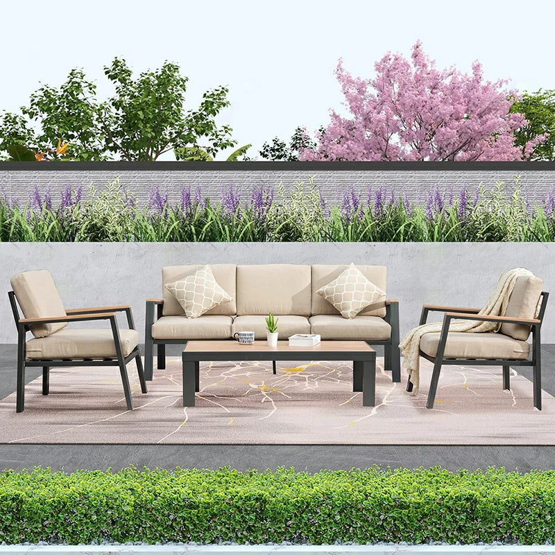 Domi Outdoor Living Outdoor Sofa Set#color_khaki