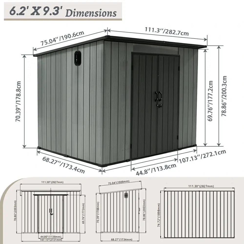 Domi Outdoor Living resin storage shed sloping roof#size_6.2'x9.3'