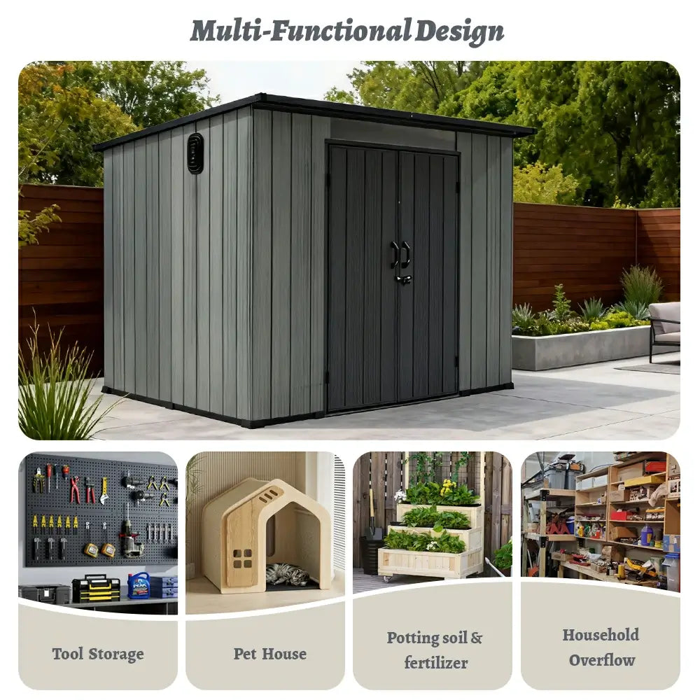 Domi Outdoor Living resin storage shed sloping roof#size_6.2'x9.3'