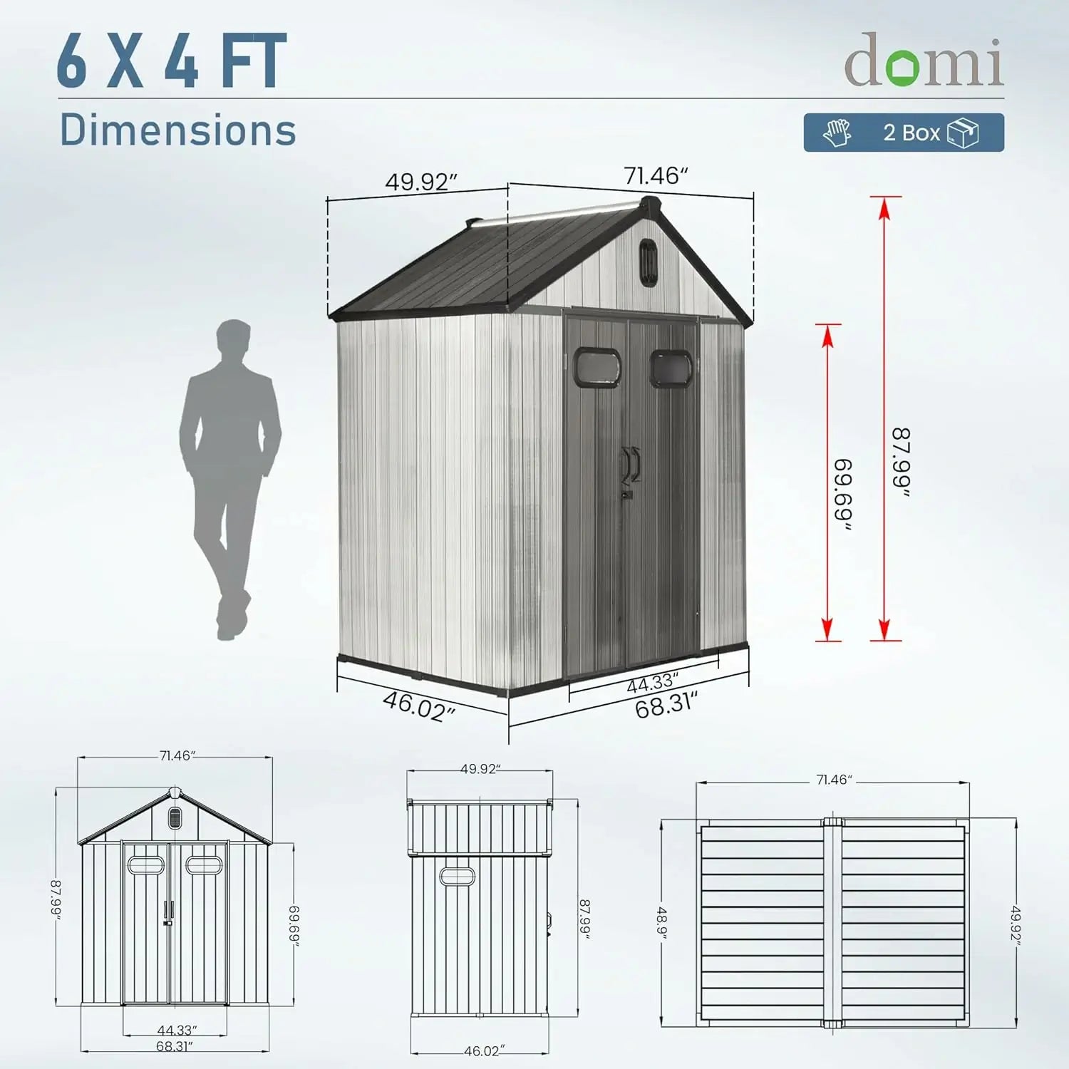 Domi Outdoor Living resin storage shed#size_6x4 FT