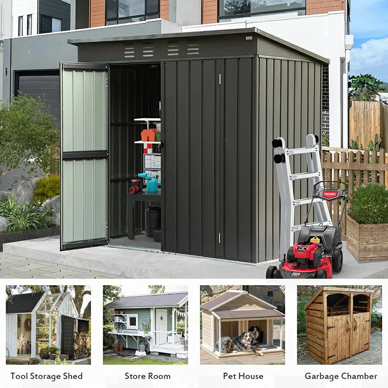 Domi Outdoor Living storage shed sloping roof#size_6'x4'