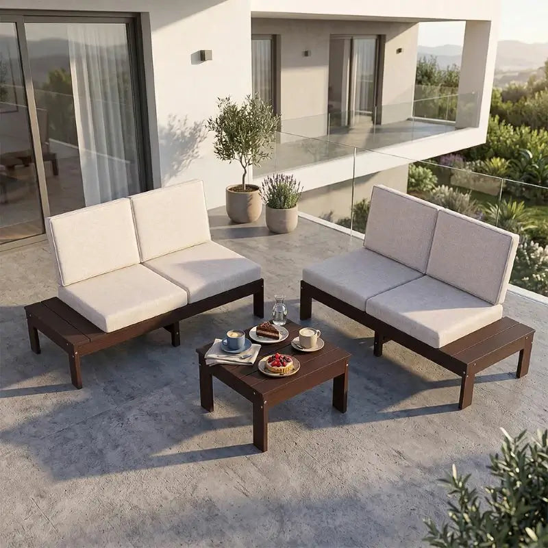 HDPE Outdoor Sofa Set#Color_brown