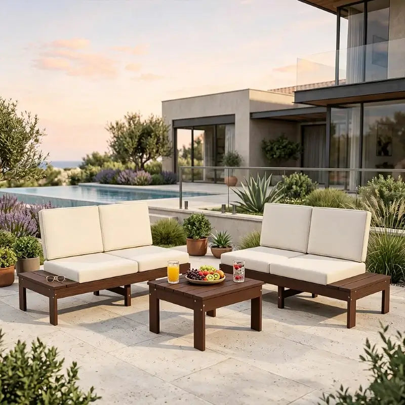 HDPE Outdoor Sofa Set#Color_brown