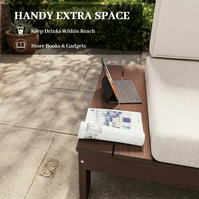HDPE Outdoor Sofa Set#Color_brown