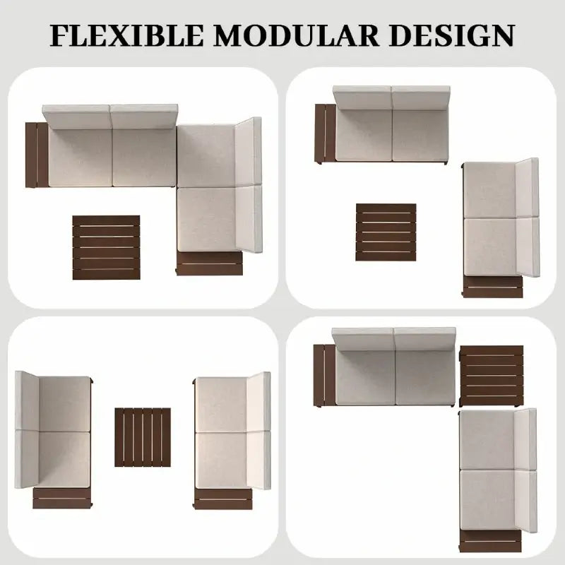 HDPE Outdoor Sofa Set#Color_brown