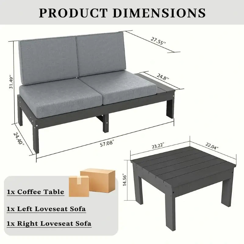 HDPE Outdoor Sofa Set#Color_gray