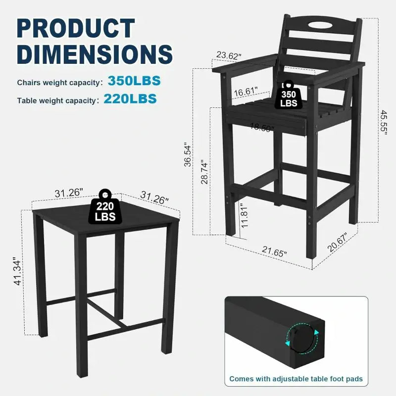 HDPE Patio Bar Set#color_black