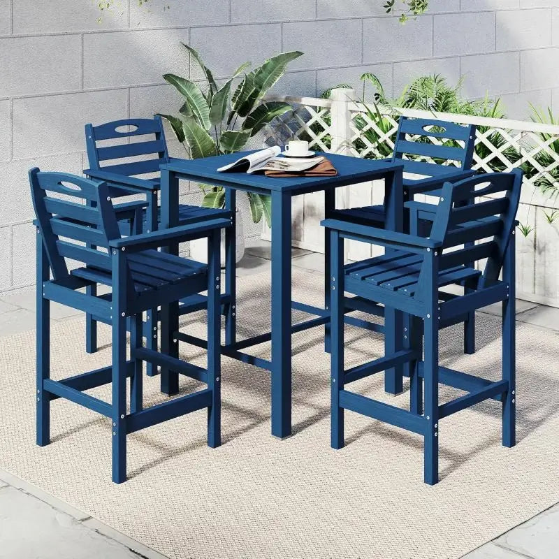 HDPE Patio Bar Set#color_dark blue