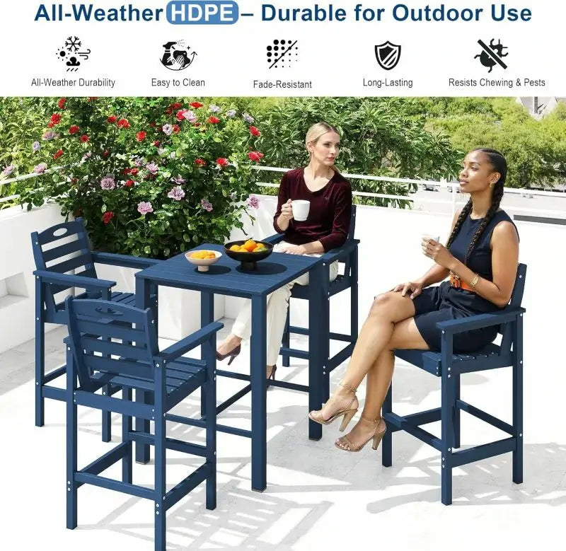 HDPE Patio Bar Set#color_dark blue