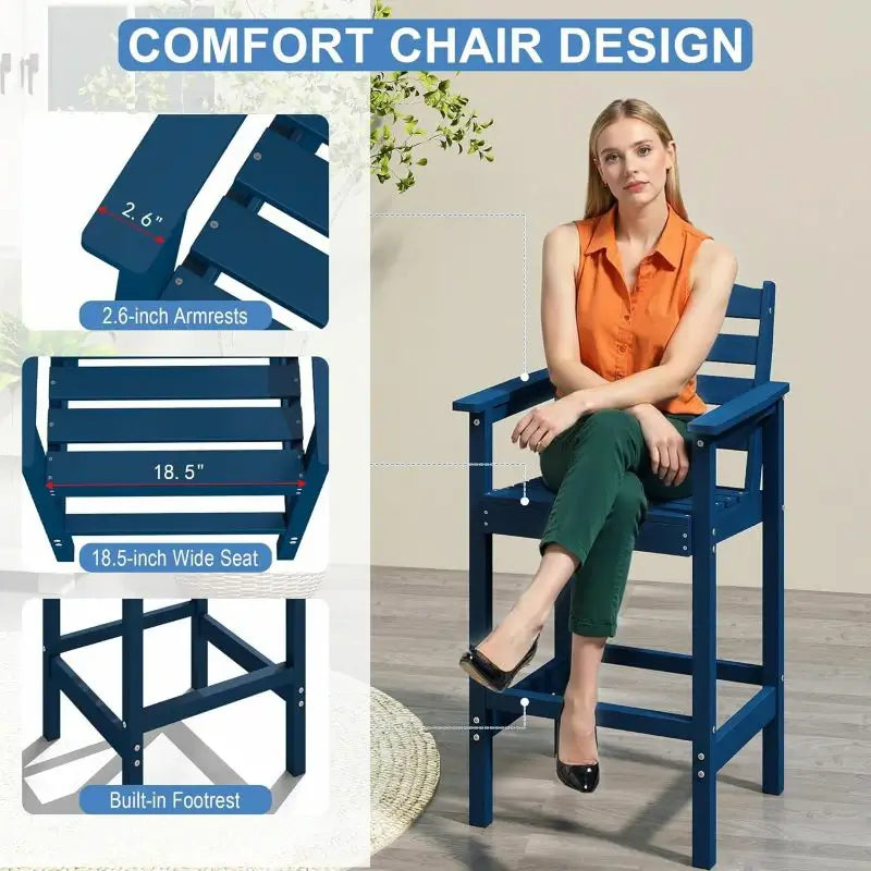 HDPE Patio Bar Set#color_dark blue