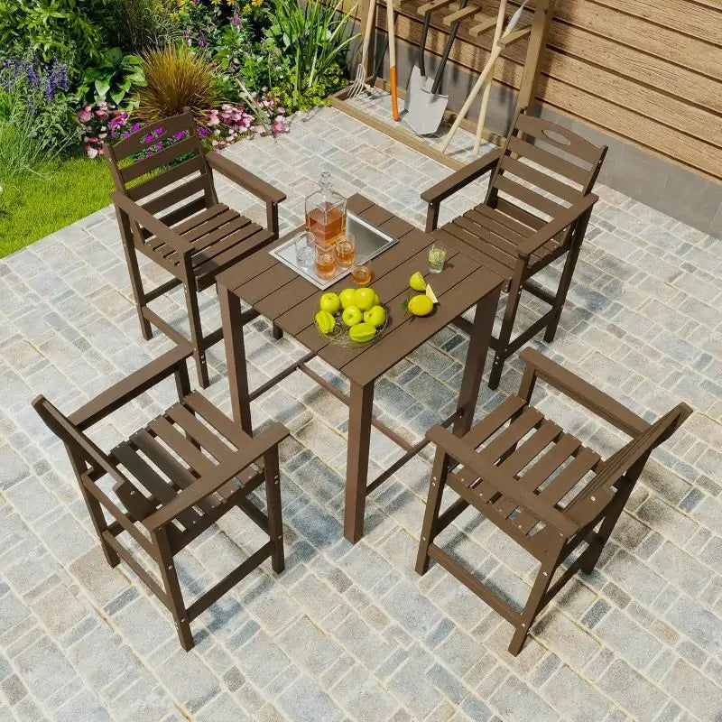 HDPE Patio Bar Set#color_brown