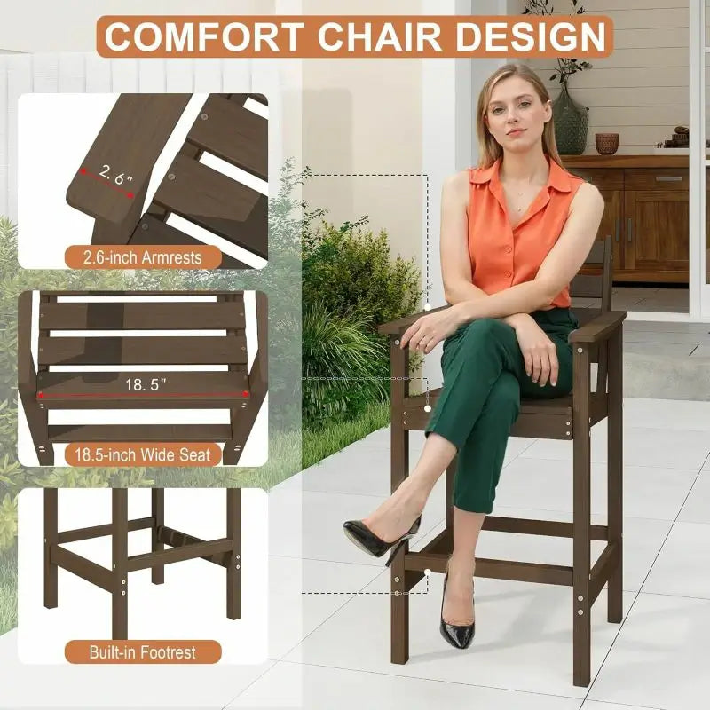 HDPE Patio Bar Set#color_brown