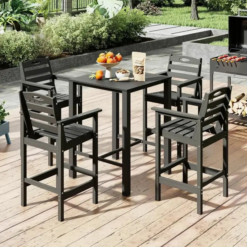 HDPE Patio Bar Set#color_gray