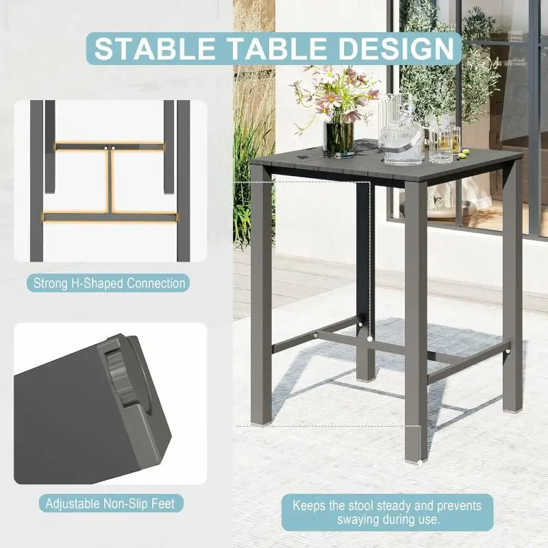 HDPE Patio Bar Set#color_gray
