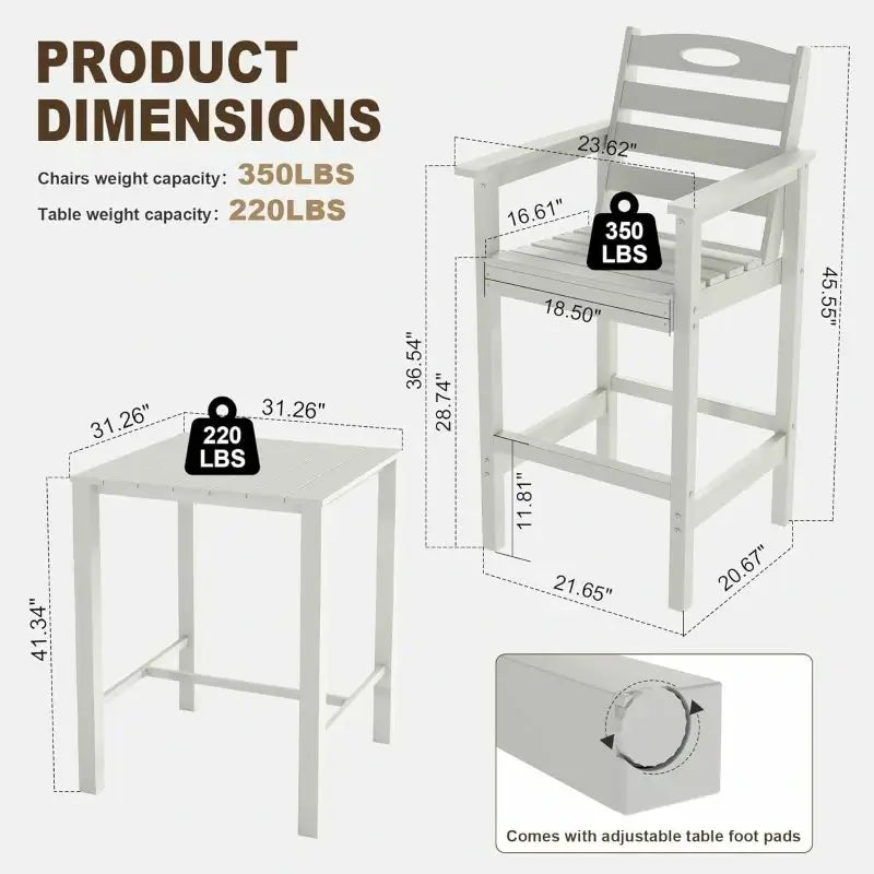 HDPE Patio Bar Set#color_white