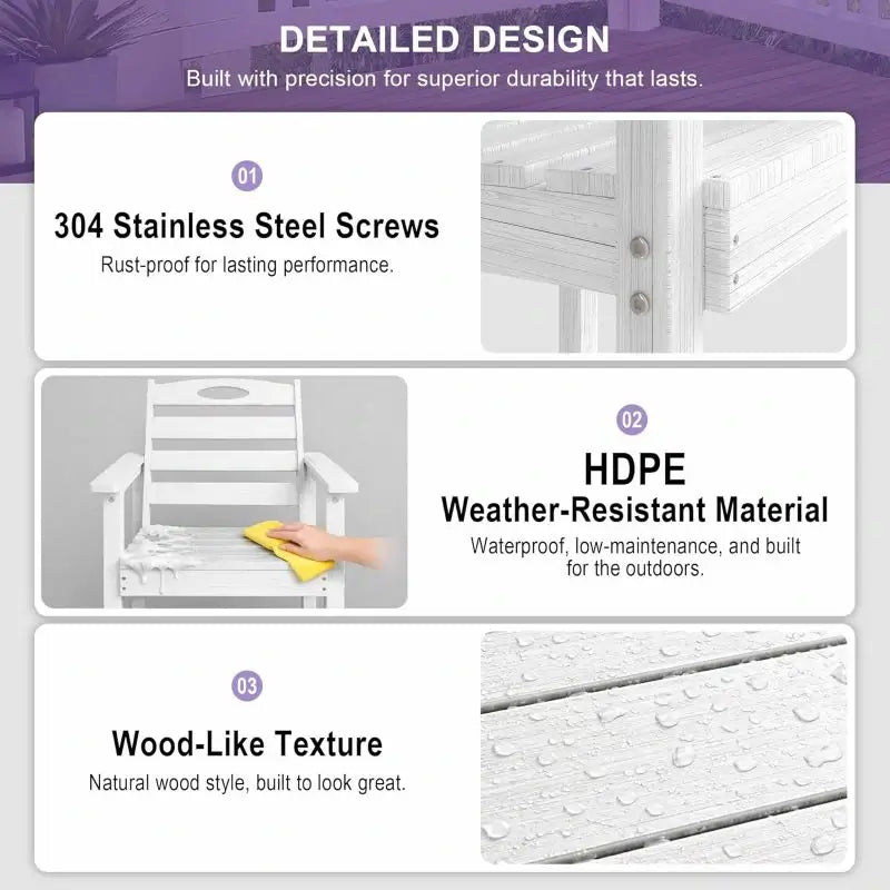 HDPE Patio Bar Set#color_white
