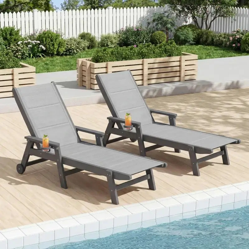 Domi Outdoor Living HDPE Sling Chaise Lounge#color_Gray