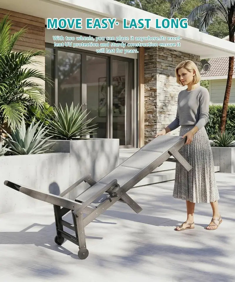 Domi Outdoor Living HDPE Sling Chaise Lounge#color_Gray