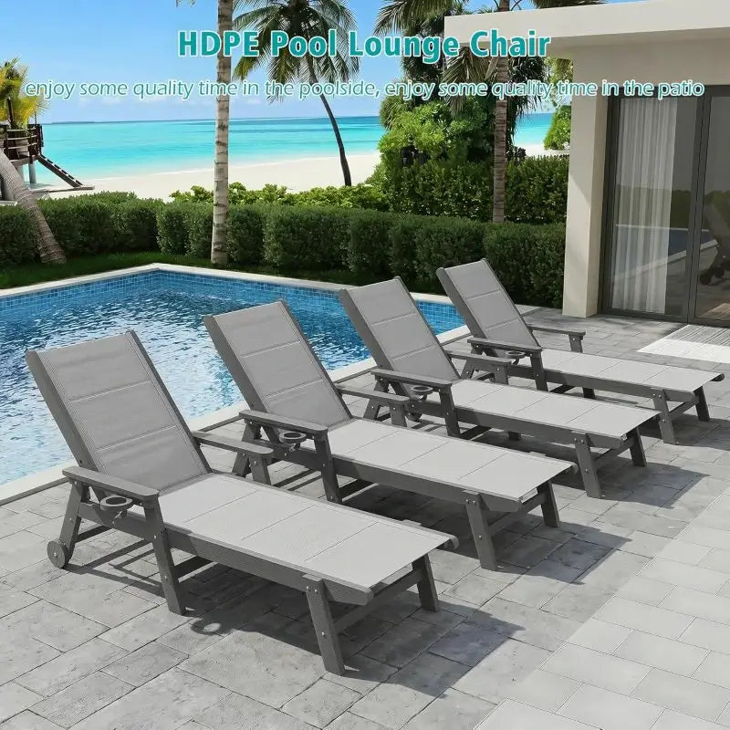 Domi Outdoor Living HDPE Sling Chaise Lounge#color_Gray