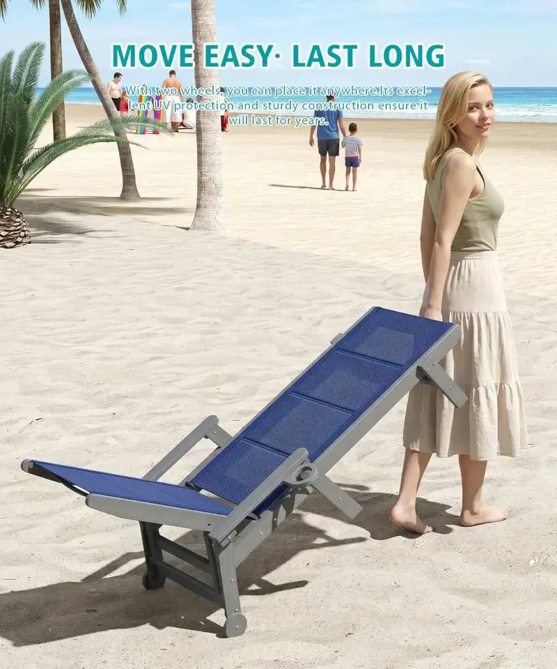 Domi Outdoor Living HDPE Sling Chaise Lounge#color_navy blue
